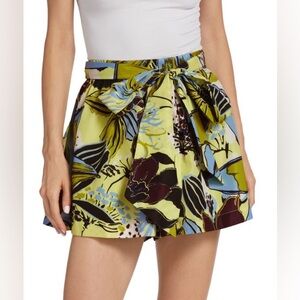 NEW Tanya Taylor Nikiya Belted Floral Shorts Size 0 Pockets Green Navy NWT
